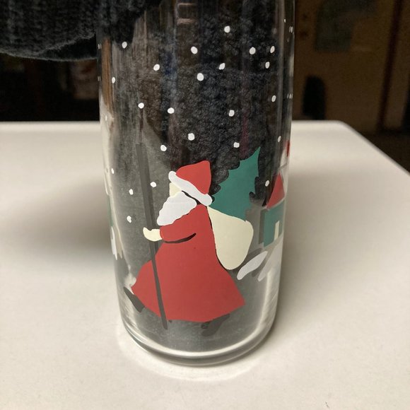 Vintage Anchor Hocking Christmas Glass Tumblers 12 oz. SANTA (1988)  7-Pc Set - Picture 10 of 11